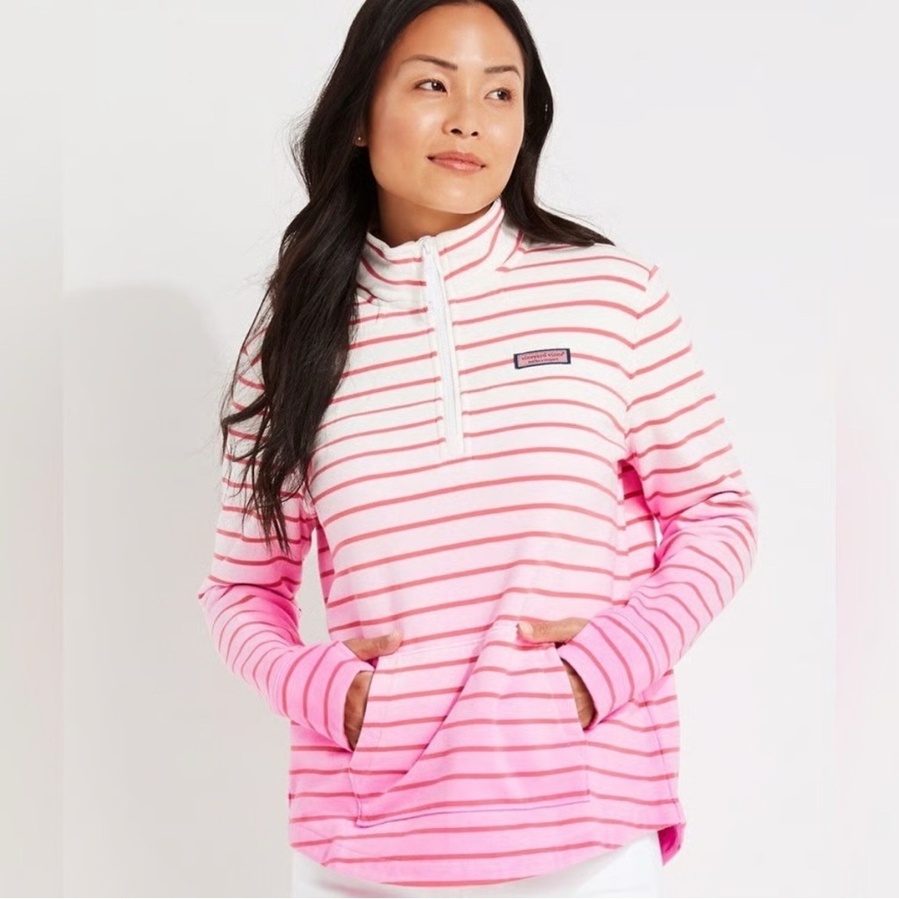 Vineyard Vines Dip Dyed Women's Pink Striped Shep Shirt, S